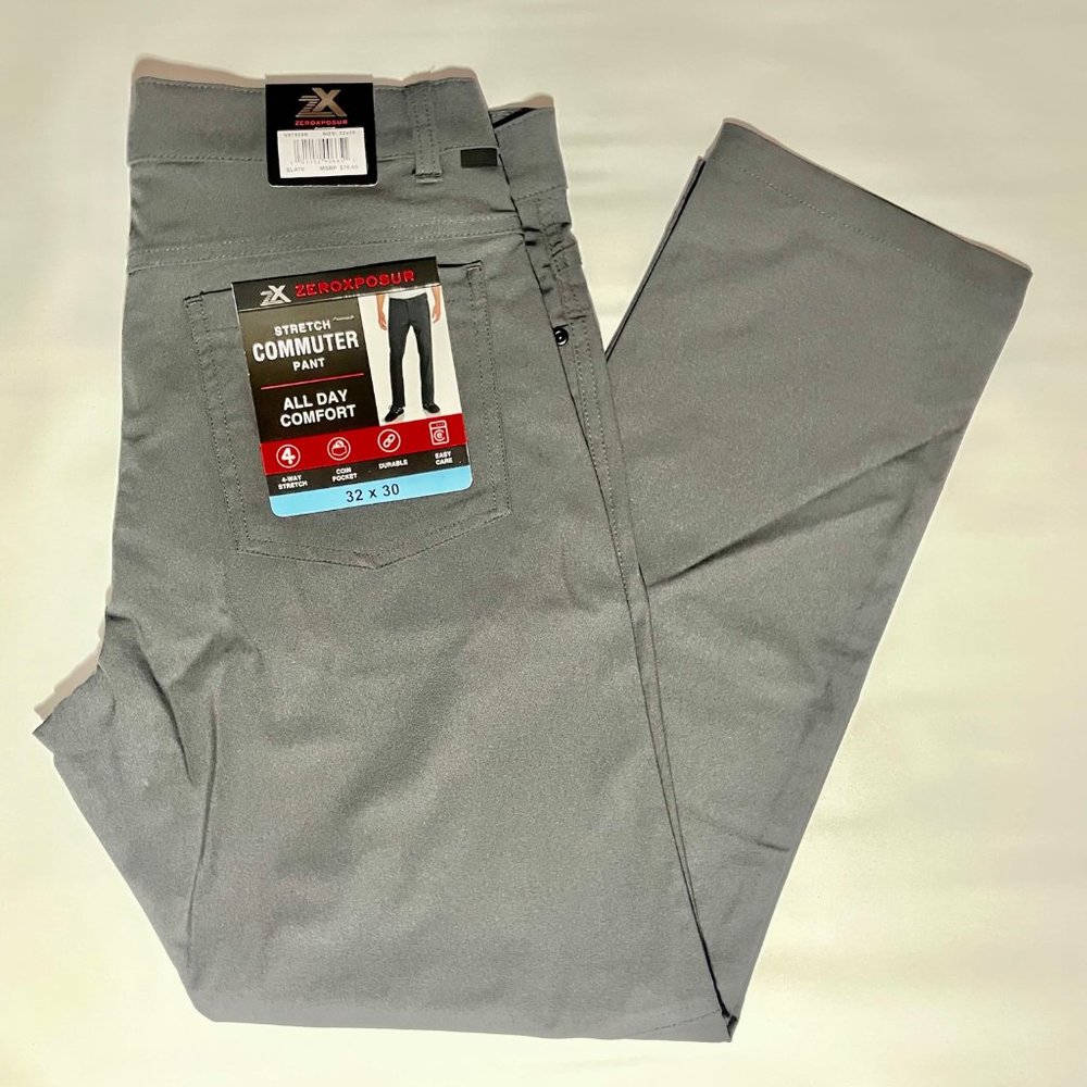 NWT ZeroXposur Stretch Commuter Pant Durable All-Day Comfort, Slate, 34 & 38W